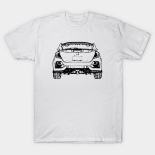 Civic Type R Back View Line Art T-Shirt